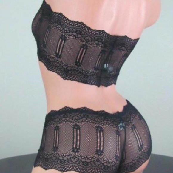 Lingerie - Lipstick Pink Sexy Lace 2 Piece $L-BUN$ - Picture 4 of 6